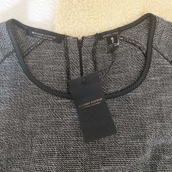 Maison Scotch Tweed Sheath Dress Leather Trim - Picture 5 of 8